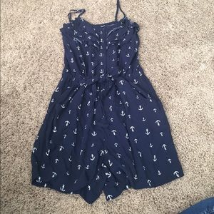 Navy blue anchor romper